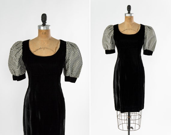 vintage 1980s cocktail dress | 80s Lanz black velv