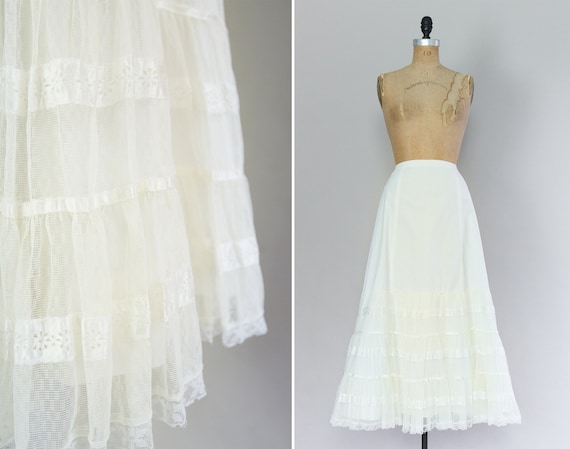 antique 1910s skirt | Edwardian petticoat | white