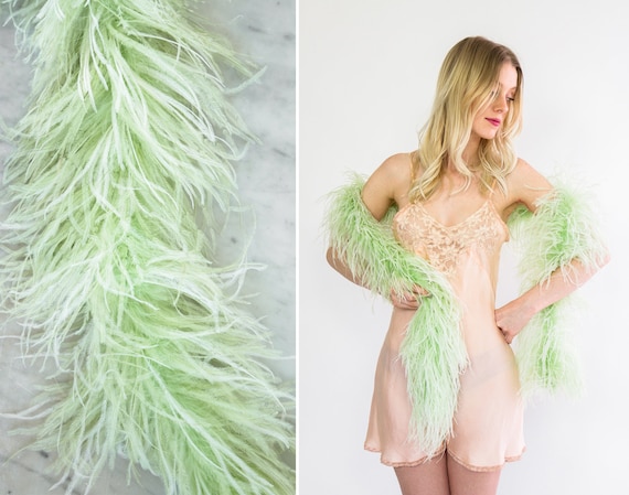 vintage 1920s ostrich feather boa | 20s 30s green