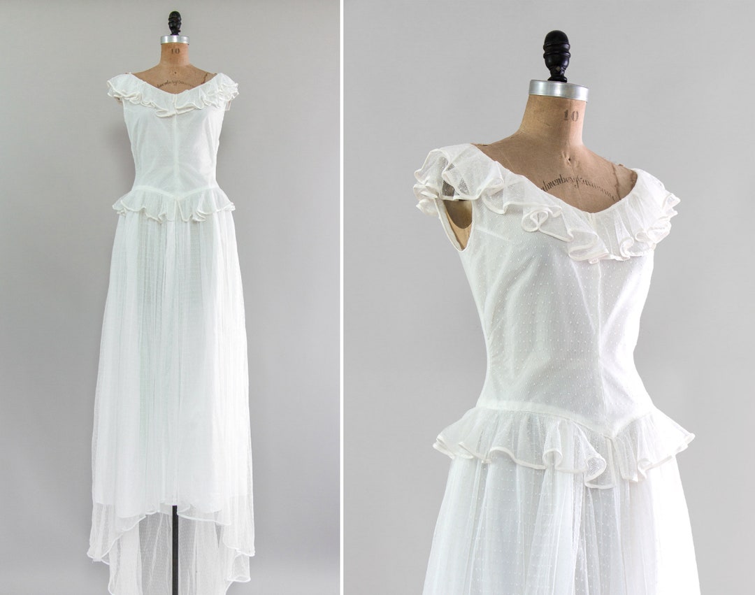 Vintage 1940s Wedding Dress 1950s Swiss Dot Wedding Dress - Etsy