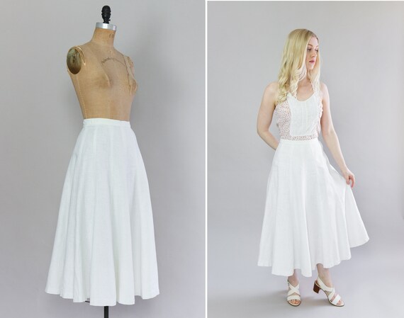 vintage linen skirt | 1970s skirt | 70s white butt