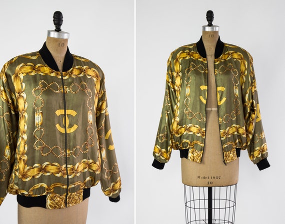 vintage 1980s Chanel bomber jacket | 80s 90s satin