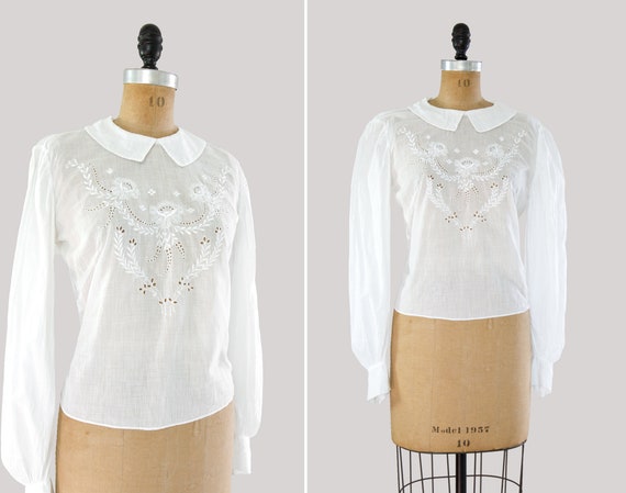vintage Edwardian cotton blouse | antique white vi