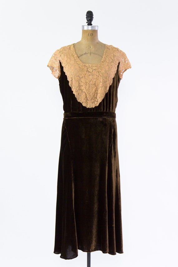 Vintage 1920s Silk Velvet Dress 20s 