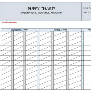 Puppy Charts for Keeping Records on New Puppy Litters - Etsy