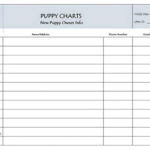 Puppy Charts for Keeping Records on New Puppy Litters - Etsy