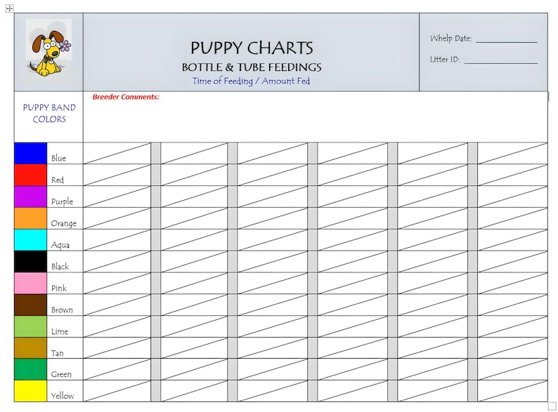 Puppy Charts for Keeping Records on New Puppy Litters - Etsy