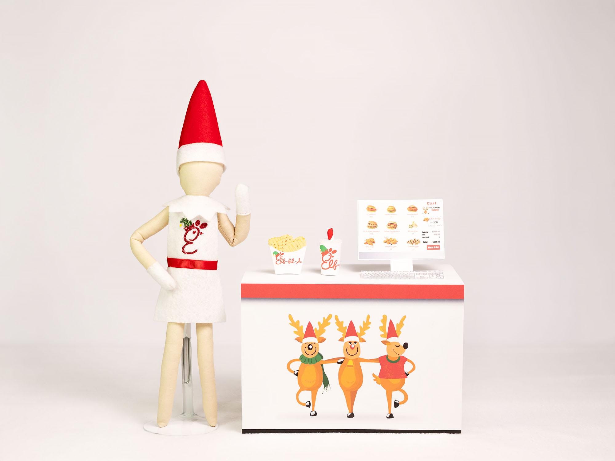 Elf-Fill-A Fast Food Display, Doll Costume, Elf Clothes, Christmas Elf, Holiday Elf, Elf Accessories and Props, Each Individual Item