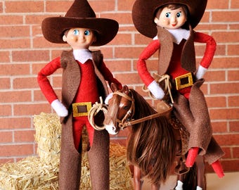 Elf Cowboy and Cowgirl Elf Outfit, Cowboy Chinks, Vest, and Hat, Elf Accessories, Elf Clothing