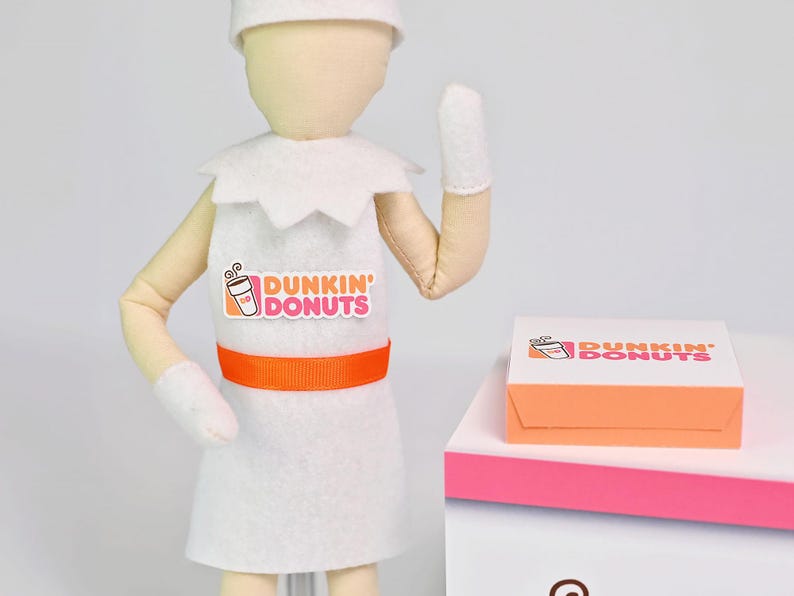 Dunkin Donuts Elfen Display Prop, Puppenkostüm, Elfenkleidung, Weihnachtself, Regal für Ihre Urlaubself, Elfenaccessoires und Requisiten Bild 7
