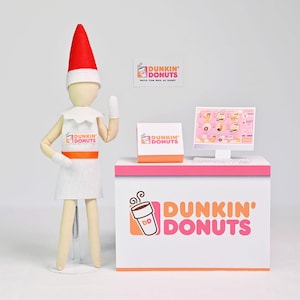 Dunkin Donuts Elf Display Prop, Doll Costume, Elf clothes, Christmas Elf, Shelf your Holiday Elf, Elf Accessories and Props
