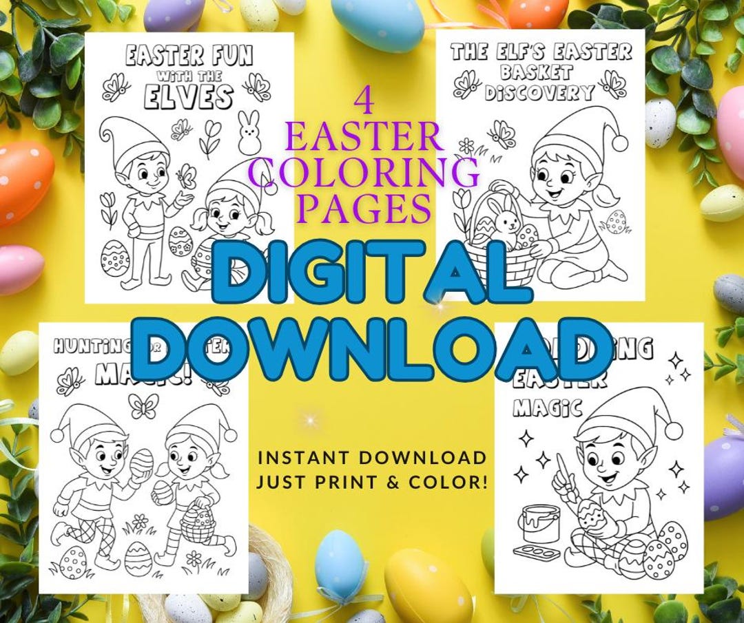 Easter Elf Coloring Pages | Easter Activity for Kids | Printable