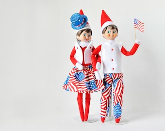 Elf Clothes, Patriotic Elf Outfits, American Shelf Elf, Santa's little Patriots, Fourth of July,Elf Costume on the Shelf, Elf Accessories,