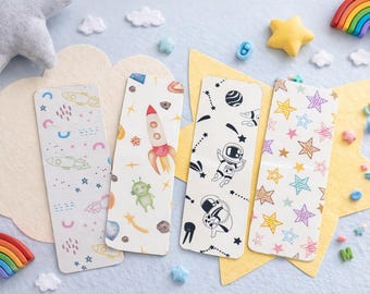 Space Themed Bookmarks, Rocket and Astronaut Bookmark Set, Cute Kids Bookmarks, Galaxy Reading Gift, Space Party Favor, Star Bookmark Bundle