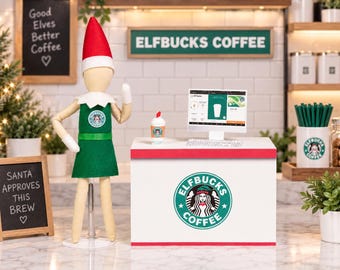 Elf Bucks Coffee Shop Display Prop, Doll Costume, Elf clothes, Christmas Elf, Holiday Elf, Elf Accessories and Props, Each Individual Item