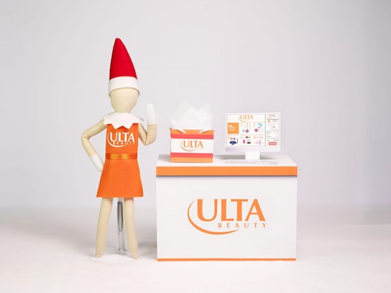 Beauty Store Elf Setup, Mini Counter, Bag & Outfit, Holiday Elf Display Props, Christmas Elf Accessories