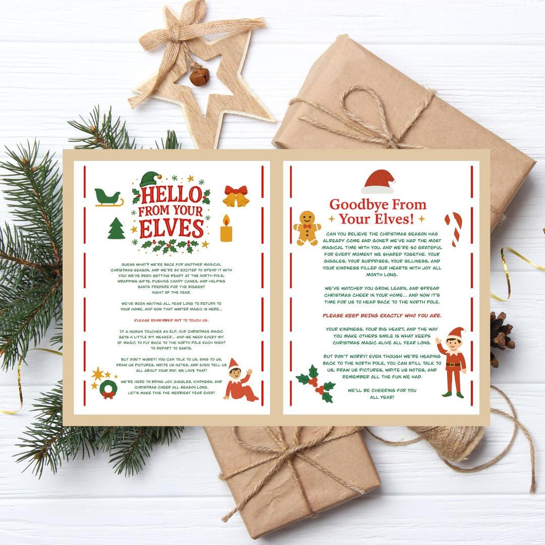 Elf Arrival & Goodbye Letter Bundle, Hello Letter From Your Elves, Elf ...