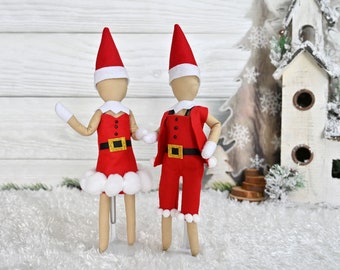 Santa Costume for Dolls, Elf Clothes, Christmas Elf, Holiday Elf, Elf Accessories and Props