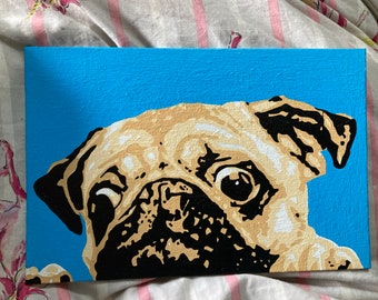 Pug on canvas board