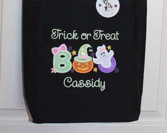 Personalized Halloween Tote Bag, Glow in the Dark Trick or Treat Bag