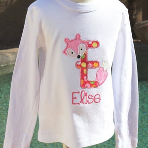 Personalized girl t-shirt or one-piece, Personalized boy t-shirt or one-piece, Fox applique design, baby's clothing, children's clothing