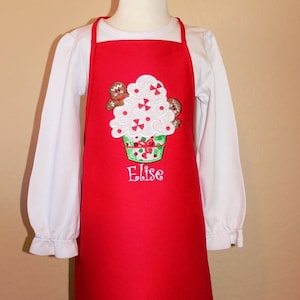 Christmas apron, personalized holiday apron, kid&#39;s apron, girl&#39;s apron
