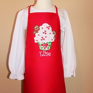 Christmas apron, personalized holiday apron, kid's apron, girl's apron