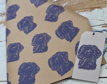 Hand Printed Dog Gift Wrap, and, gift Tag, dog lover, dog gifts, labrador paper, hand printed labrador, gift for dog lover, dog paper, dogs