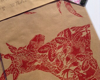 Hand Printed Luxury Christmas Gift Wrap