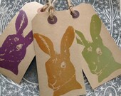 Hand Printed Hare Gift Tags