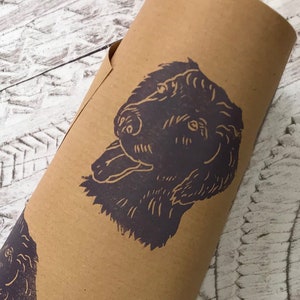 Dog gift wrap, dog lovers, Labrador gift wrap, Labrador, dog paper, purple paper, birthday paper, birthday gift wrap, dogs, dog, linocut image 2