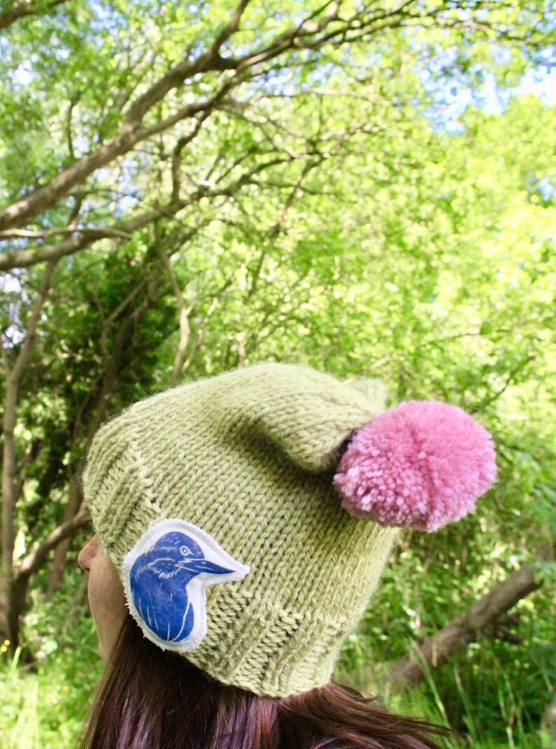 ladies green bobble hat