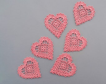 Pink hearts, crochet appliques, Home decorations, Valentine party, Nursery decors