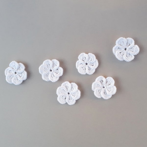 Appliques de fleurs au crochet, Petites fleurs blanches, Motif de fleurs, Appliques à coudre, Fleurs de scrapbooking