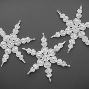 White snowflakes Crochet Christmas home decors Xmas ornaments Wedding decors appliques Crochet stars