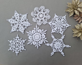 White Christmas decors, Crochet snowflakes, Christmas home decorations, snowflakes, Xmas tree decors, Winter wedding favours