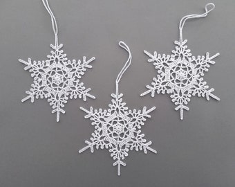 Crochet snowflakes, White Christmas ornaments, Home decorations, Winter wedding decors