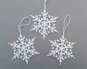 White snowflakes, Crochet Christmas ornaments, Home decorations, Winter wedding decors