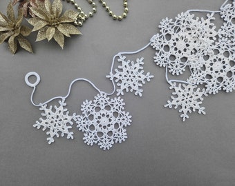 Christmas snowflake garland Crochet home decor Xmas ornaments Winter wedding decors