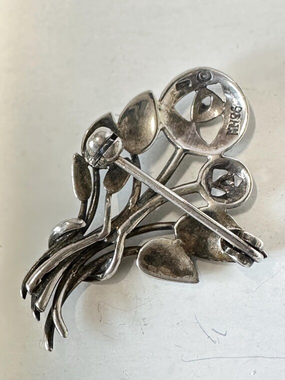 Vintage Kit Heath Sterling Silver Floral Brooch, Art Nouveau Design View 3