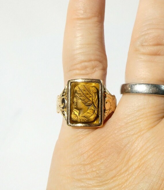 アクセサリー vintage 9ct gold Tiger Eye Cameo ring vintage 9ct gold Tiger Eye Cameo ring