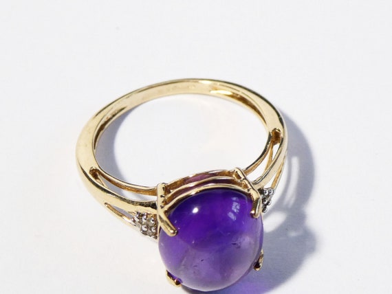 9ct Gold Amethyst Diamond Ring, February Birthstone