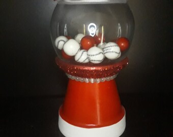 Plato de caramelo inspirado en el color personalizado Gumball rojo blanco regalo de vidrio de cerámica CON CARAMELO