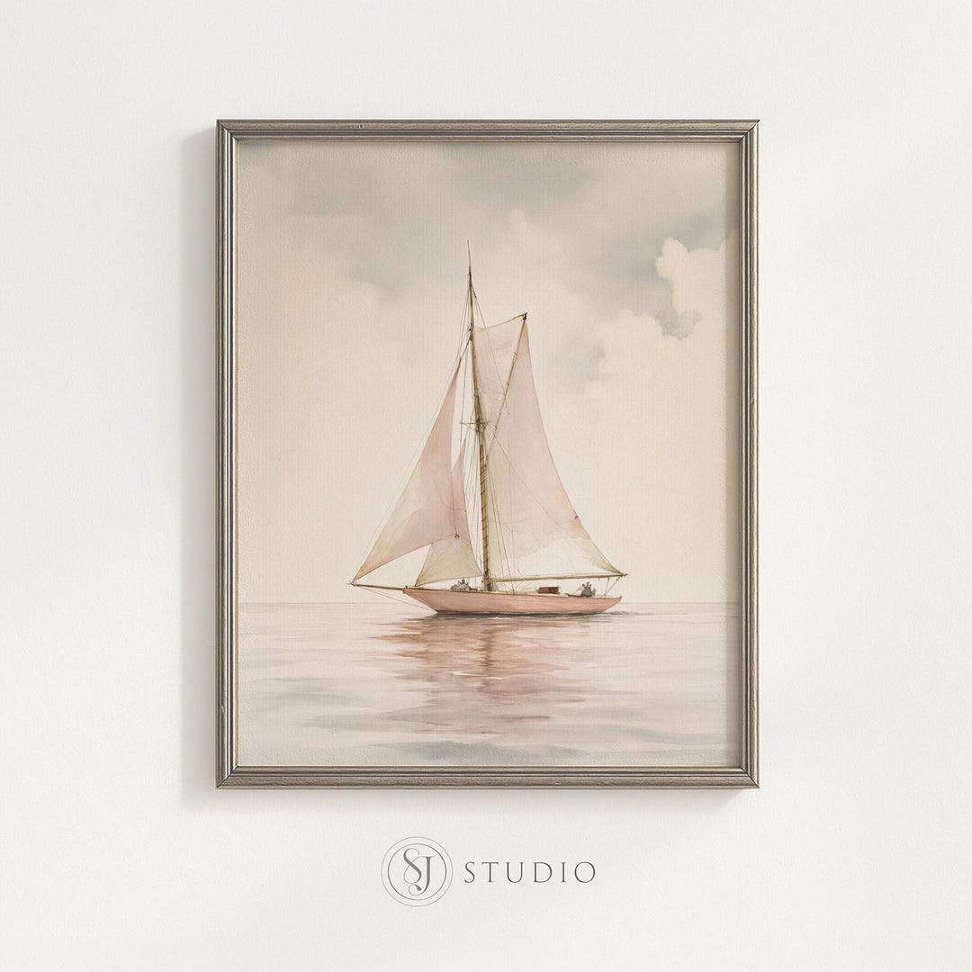 Digital Download Coastal Sailboat Wall Art Minimalist Nautical Print ...