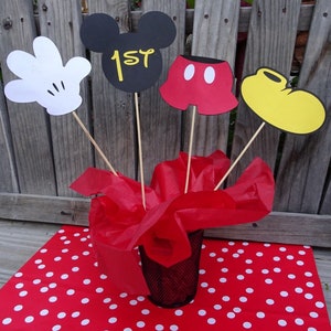 Any age number can be made Mickey Mouse Centerpiece Set of 4 or Minnie Mouse Centerpiece Set of 4 -  Table Decor Birthday Centerpieces