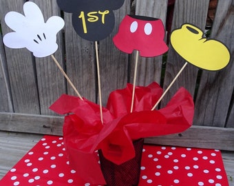 Centralna ozdoba urodzinowa Myszki Miki – niestandardowy wiek, zestaw 4 szt.