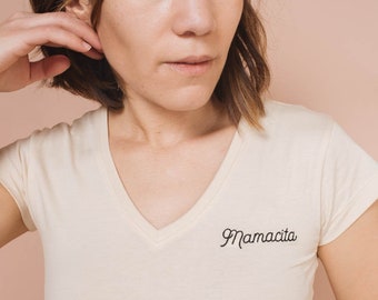 Mamacita, v-neck, embroidered tee by The Bee & The Fox