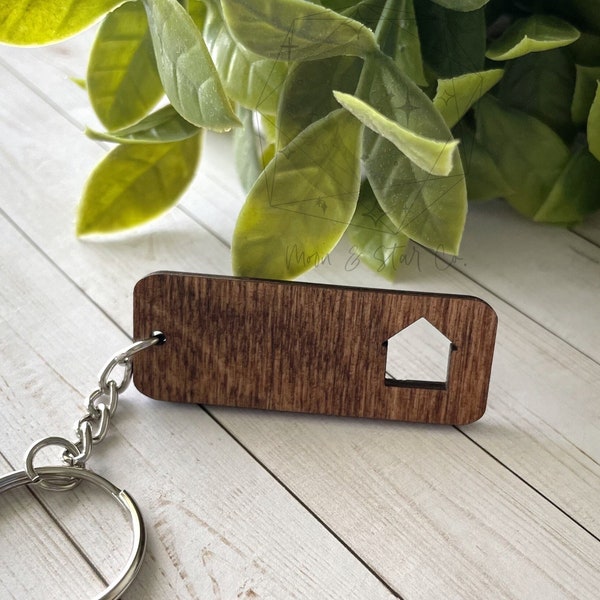 House Keychain, Real Estate Keychain, Real Estate, Wood Keychain, Cut Out Keychain, Laser Cut Keychain, Wooden Keychain, Natural Keychain