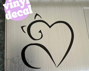 Cat Heart, Cat Decal, Cat Sticker, Cat Lover Gift, Cat Gift, Cat Laptop Stickers, Laptop Decal, Macbook Decal, Car Decal, Vinyl Decal