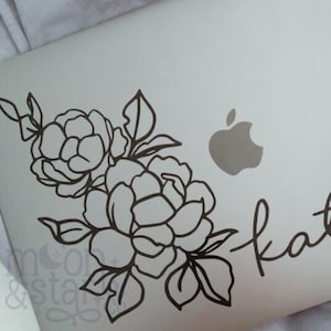 Peony Branch, Peony Decal, Peony Sticker, Flower Decal, Flower Sticker, Laptop Stickers, Laptop Decal, Macbook Decal, Car Decal, Vinyl Decal